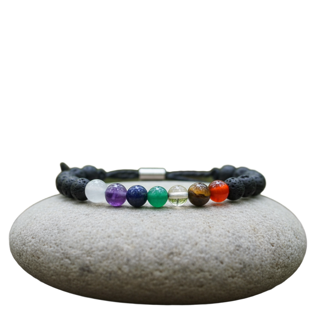 Manilla chakras con piedra volcánica