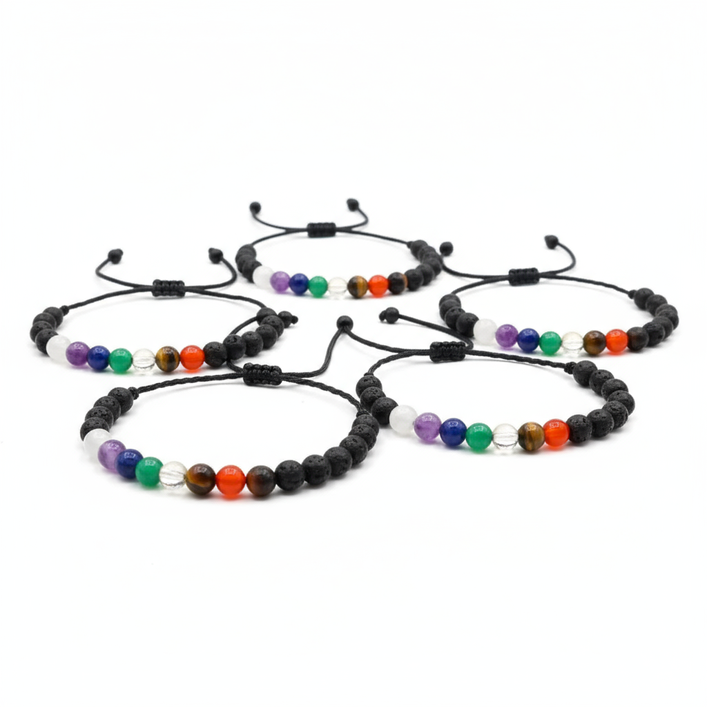 Manilla chakras con piedra volcánica - Imagen 3